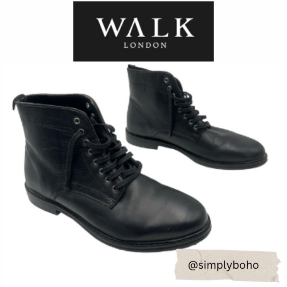 WALK LONDON - Men's Black Leather Lace Up Boots size 10 UK = US11